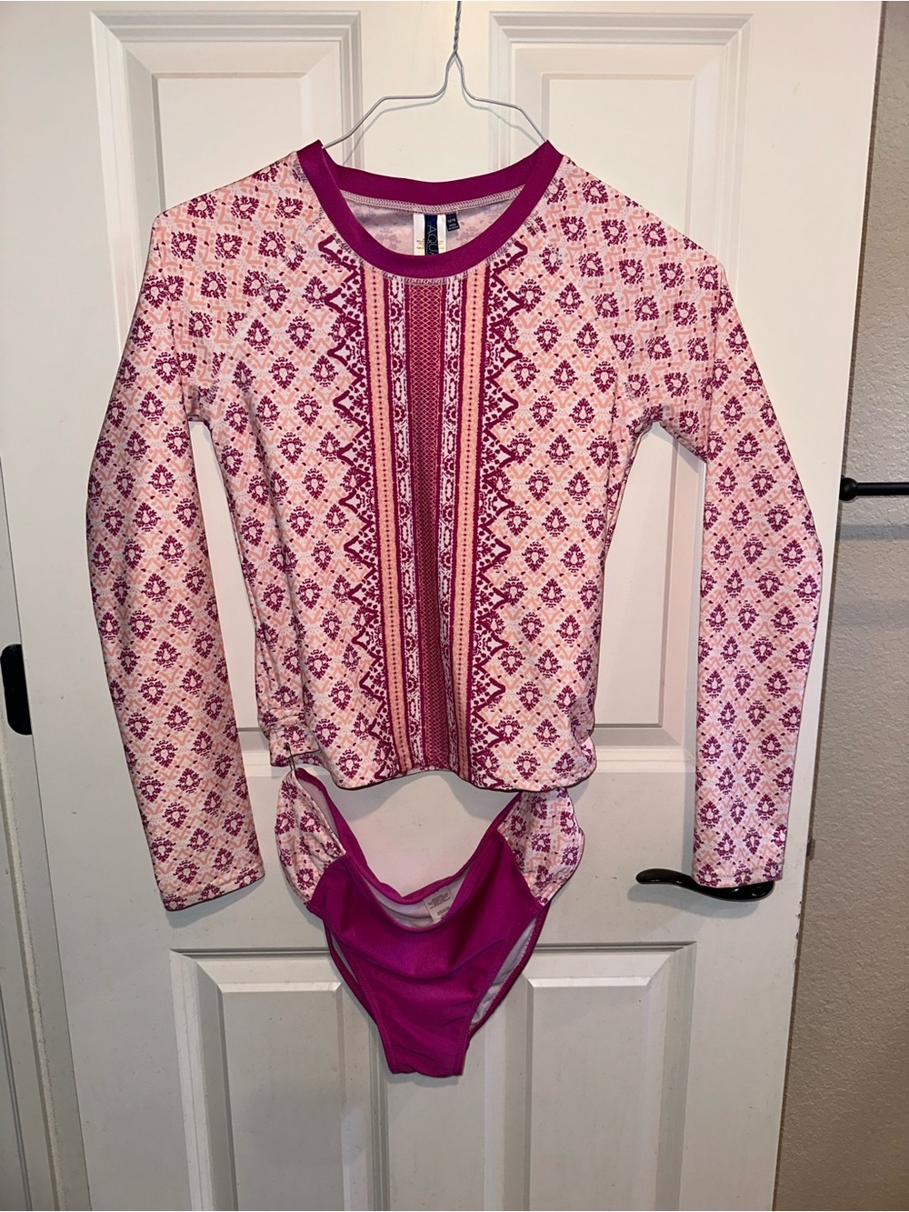 Aqua Et Sol Long Sleeve Rash Guard Swimsuit Set Youth Sz 14/16